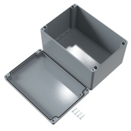 1 pcs - Rose Aluminium Standard Series Grey Die Cast Aluminium Enclosure, IP66, IK09, Grey Lid, 330 x 230 x 180mm