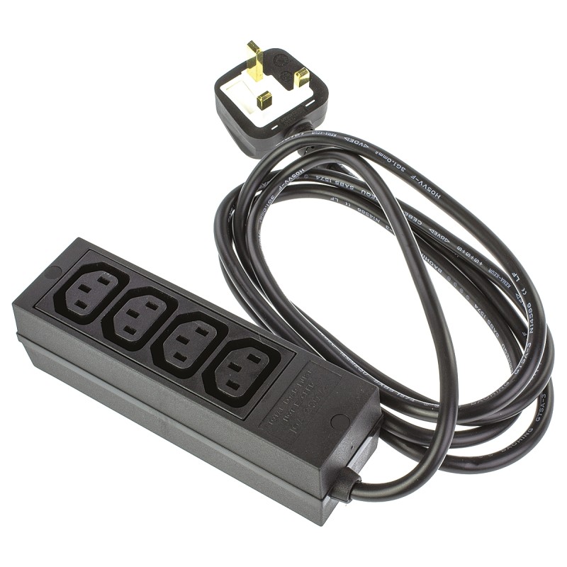 10 pcs - IEC C13 4 Gang Power Distribution Unit, 2m Cable, 10A, 250 V ac