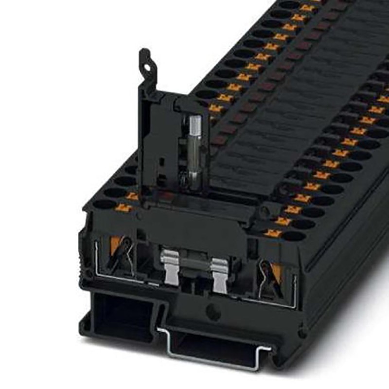 50 pcs - Phoenix Contact PTC 4 Series Black Fused DIN Rail Terminal, 6mm², Single-Level