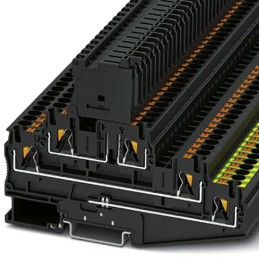 50 pcs - Phoenix Contact PT 4 Series Black Fused DIN Rail Terminal, 6mm², Triple-Level, ATEX, IECEx