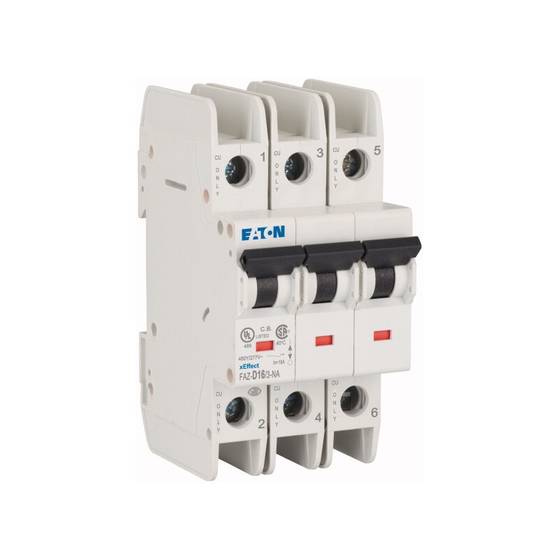 1 pcs - Eaton xEffect MCB, 3P, 16A Curve D, 240 - 415V AC, 60V DC, 10 kA Breaking Capacity