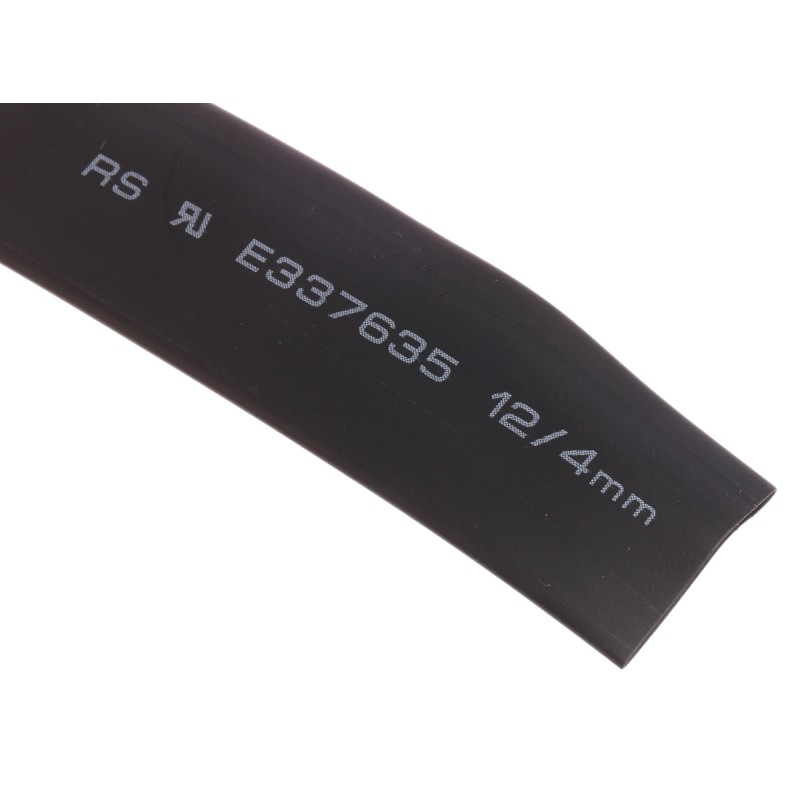 1 Reel of 4 M - RS PRO Heat Shrink Tubing, Black 12mm Sleeve Dia. x 4m Length 3:1 Ratio