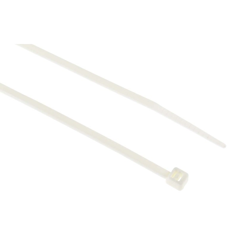 1 Bag of 100 - RS PRO Cable Tie, 100mm x 2.5 mm, White Nylon, Pk-100