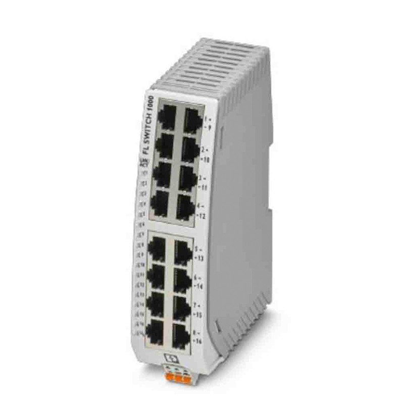 1 pcs - Phoenix Contact FL SWITCH 1000 Series DIN Rail Mount Ethernet Switch, 16 RJ45 Ports, 100Mbit/s Transmission, 24V dc