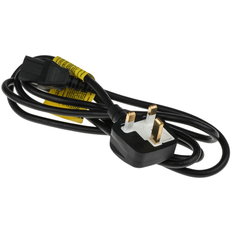 1 pcs - RS PRO Straight IEC C13 Socket to Right Angle Type G UK Plug Power Cord, 2m