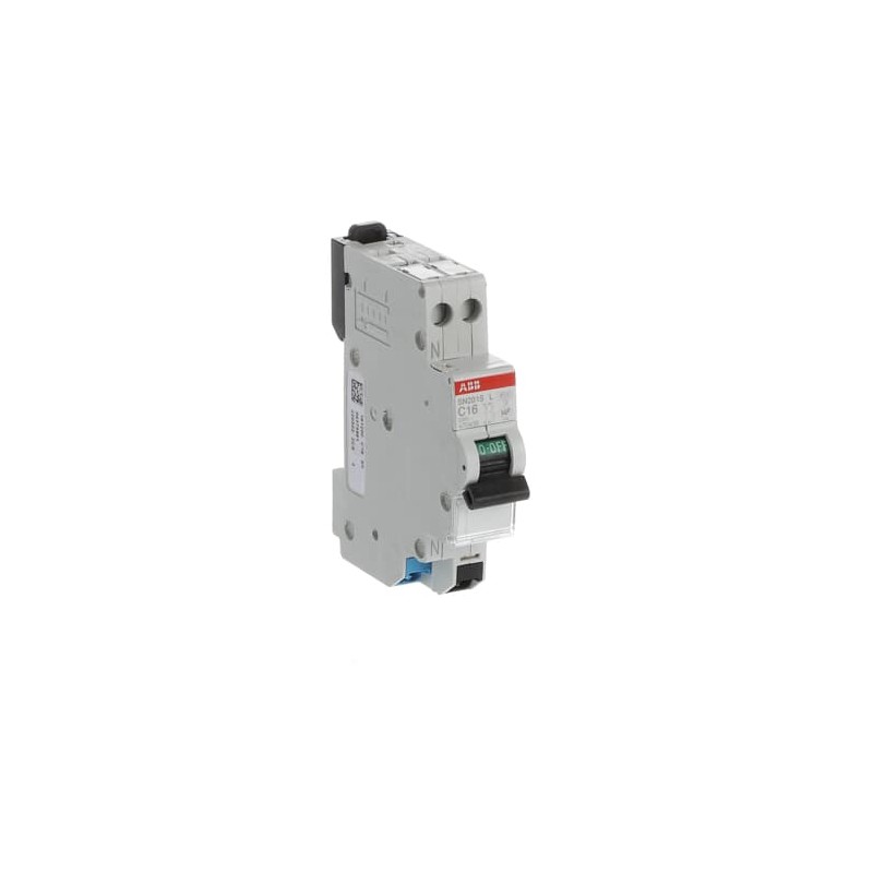 1 pcs - ABB SN201 MCB, 1P+N, 16A Curve C, 230V AC, 4.5 kA Breaking Capacity