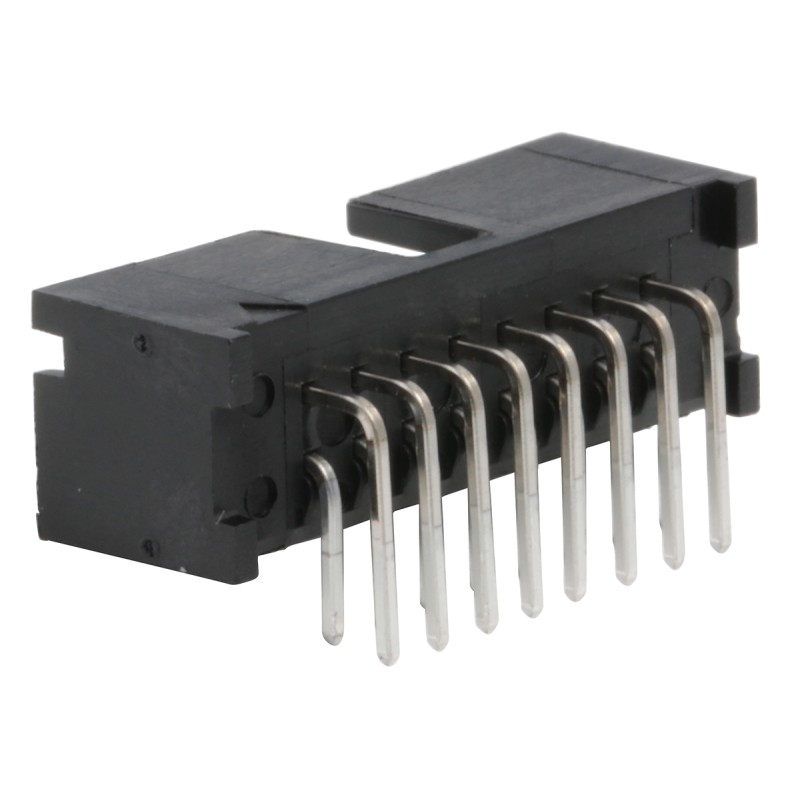 1 pcs - TE Connectivity AMP-LATCH Series, 2.54mm Pitch, 16 Way 2 Row Shrouded Right Angle PCB Header, Through Hole