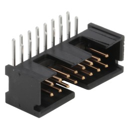 1 pcs - TE Connectivity AMP-LATCH Series, 2.54mm Pitch, 16 Way 2 Row Shrouded Right Angle PCB Header, Through Hole