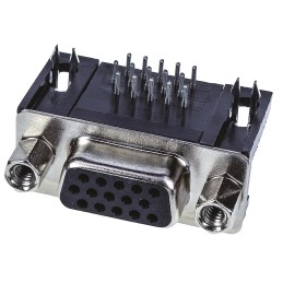 100 pcs - Harting 15 Way Right Angle Through Hole D-sub Connector Socket, 2.29mm Pitch, with 4-40 UNC Female Screwlocks,