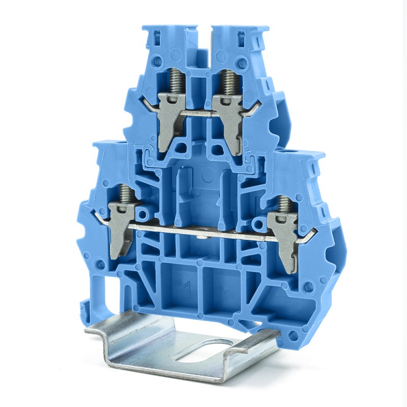 1 Bag of 10 - RS PRO Blue Feed Through Terminal Block, 4mm², 2-Level, Clamp Termination