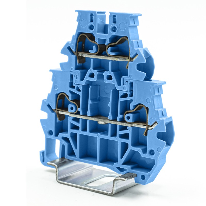 1 Bag of 10 - RS PRO Blue Feed Through Terminal Block, 4mm², 1-Level, Spring Termination