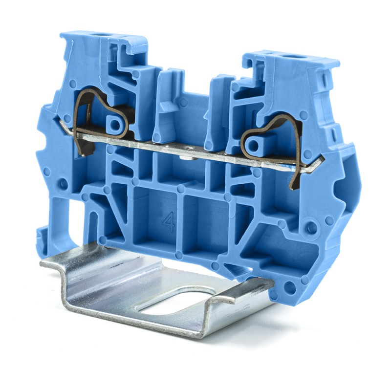 1 Bag of 10 - RS PRO Blue Feed Through Terminal Block, 4mm², 1-Level, Spring Termination