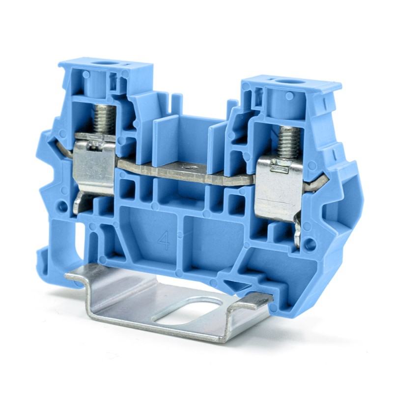 1 Bag of 10 - RS PRO Blue Feed Through Terminal Block, 6mm², 1-Level, Clamp Termination