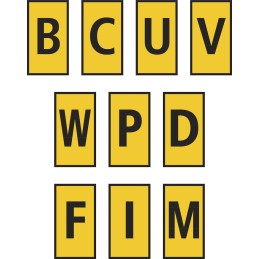 1 Bag of 200 - HellermannTyton WIC0 Snap On Cable Markers, White, Pre-printed 'B, C, D, F, I, M, P, U, V, W', 0.8 - 2.2 Cable