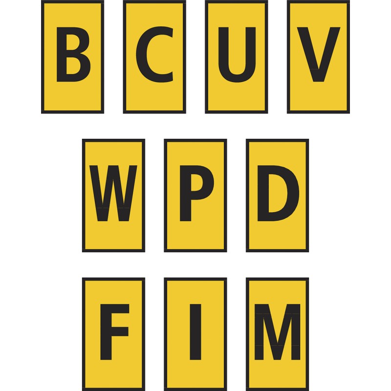 1 Bag of 200 - HellermannTyton WIC0 Snap On Cable Markers, White, Pre-printed 'B, C, D, F, I, M, P, U, V, W', 0.8 - 2.2 Cable