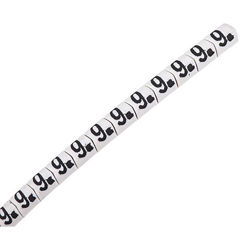 1 Bag of 250 - HellermannTyton Helagrip Slide On Cable Markers, Black on White, Pre-printed '9', 2 - 5mm Cable