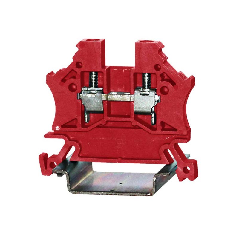 1 Bag of 10 - RS PRO Red Feed Through Terminal Block, Single-Level, Cage Clamp Termination