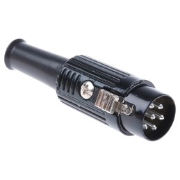 1 pcs - RS PRO 6 Pole Din Plug, 1A, 100 V ac, Push Lock, Male, Cable Mount