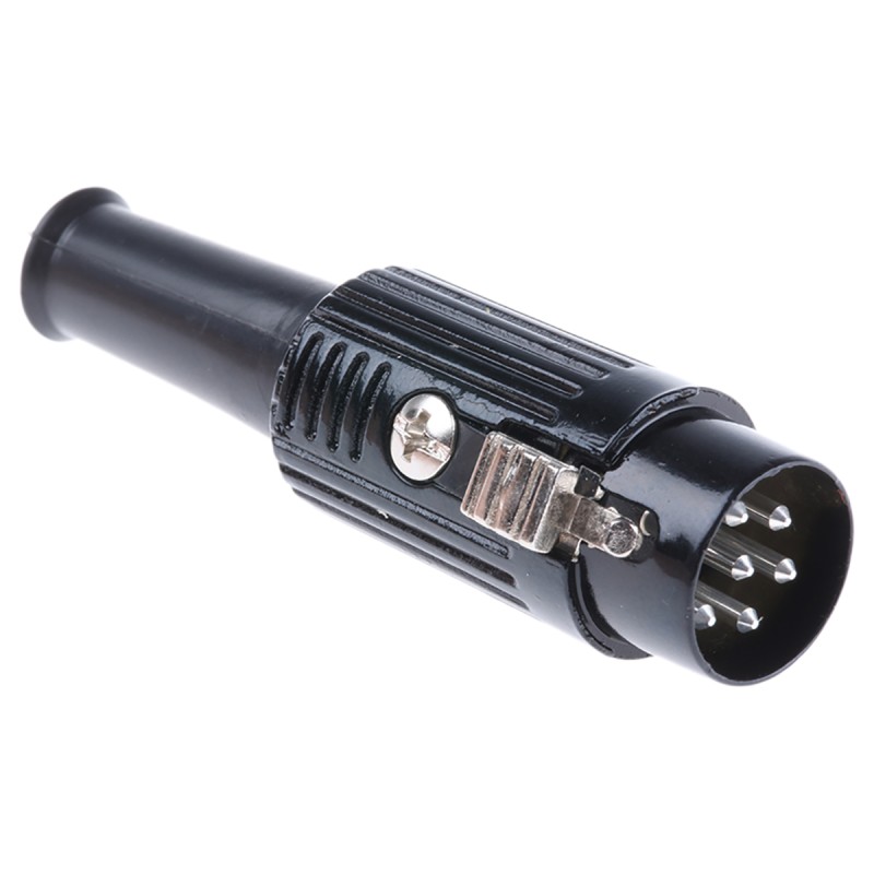 1 pcs - RS PRO 6 Pole Din Plug, 1A, 100 V ac, Push Lock, Male, Cable Mount