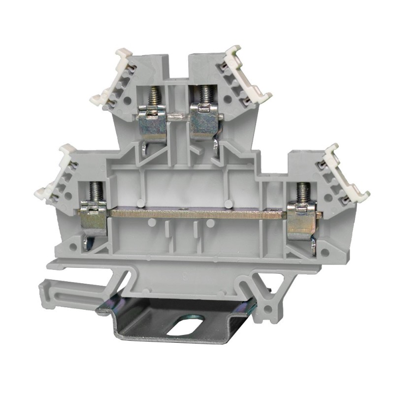 1 Bag of 10 - RS PRO Grey Feed Through Terminal Block, 2-Level, Cage Clamp Termination