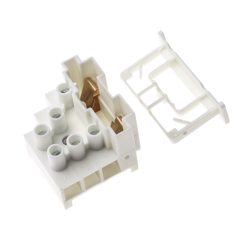 1 Bag of 10 - CAMDENBOSS Fused Terminal Block, 3-Way, 20A, 4 mm² Wire, Screw Down Termination