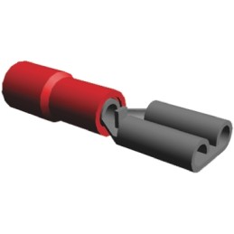 50 pcs - TE Connectivity PIDG FASTON .205 Red Insulated Female Spade Connector, Receptacle, 5.21 x 0.81mm Tab Size, 0.3mm² to
