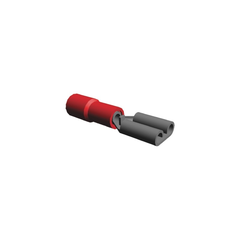 50 pcs - TE Connectivity PIDG FASTON .205 Red Insulated Female Spade Connector, Receptacle, 5.21 x 0.81mm Tab Size, 0.3mm² to