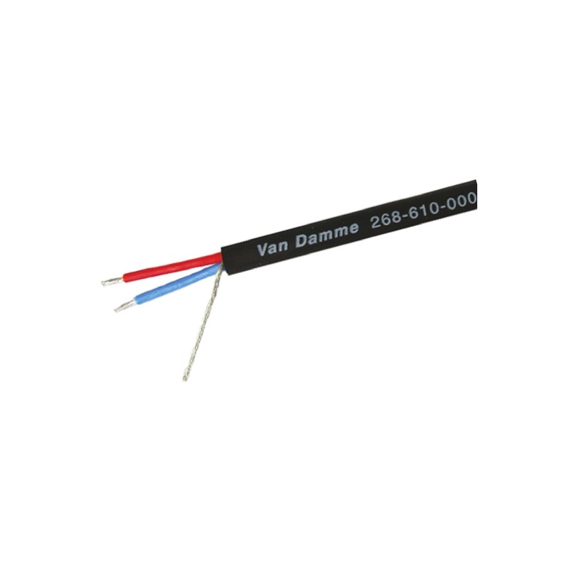 1 Reel of 100 M - Van Damme Screened 2 Core DMX Cable, 0.50 mm² CSA, 6mm od, 100m, Black