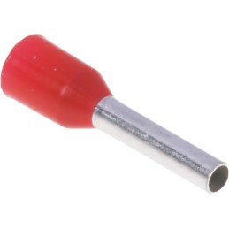 100 pcs - Schneider Electric, DZ5CE Insulated Crimp Bootlace Ferrule, 8.2mm Pin Length, 1.6mm Pin Diameter, 1mm² Wire Size, Red