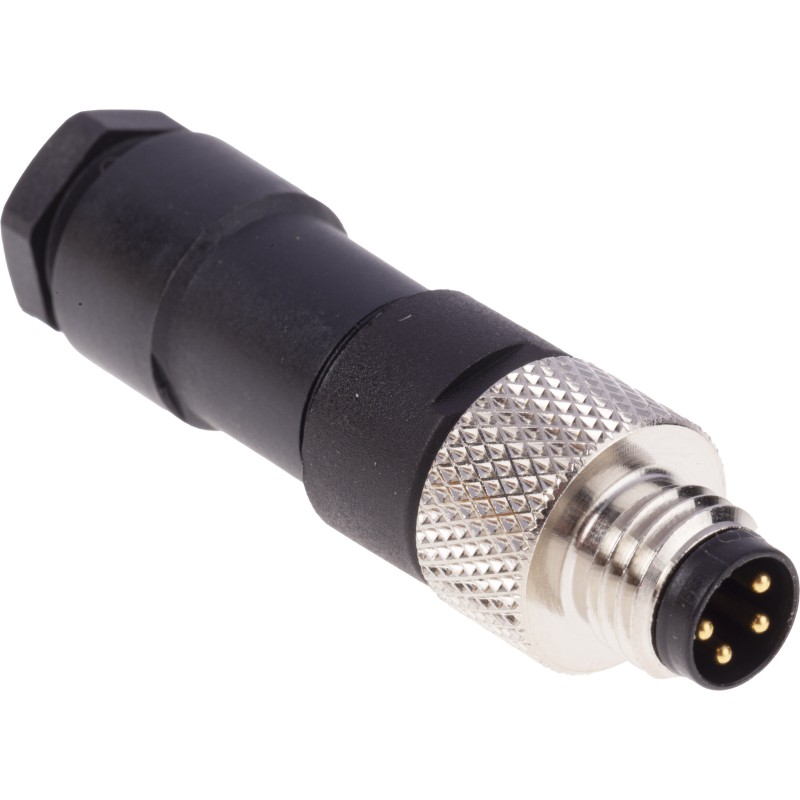 100 pcs - Binder Circular Connector, 4 Contacts, Cable Mount, M8 Connector, Plug, Male, IP67, 768 Series