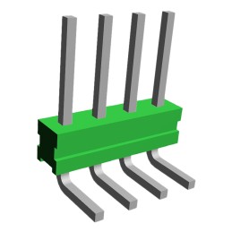 1 Bag of 10 - TE Connectivity AMPMODU MOD II Series Right Angle Through Hole Pin Header, 4 Contact(s), 2.54mm Pitch, 1 Row(s),