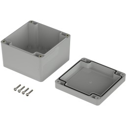 1 pcs - Bopla Euromas X Series Light Grey ABS Enclosure, IP66, IP68, IK07, Light Grey Lid, 104.8 x 104.8 x 74.7mm