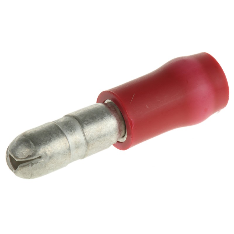 50 pcs - TE Connectivity Insulated Male Crimp Bullet Connector, 0.25mm² to 1.6mm², 20AWG to 15AWG, 4mm Bullet diameter, Red