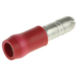 50 pcs - TE Connectivity Insulated Male Crimp Bullet Connector, 0.25mm² to 1.6mm², 20AWG to 15AWG, 4mm Bullet diameter, Red