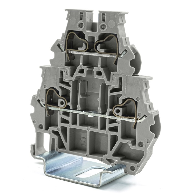 1 Bag of 10 - RS PRO Grey Feed Through Terminal Block, 4mm², 2-Level, Spring Termination