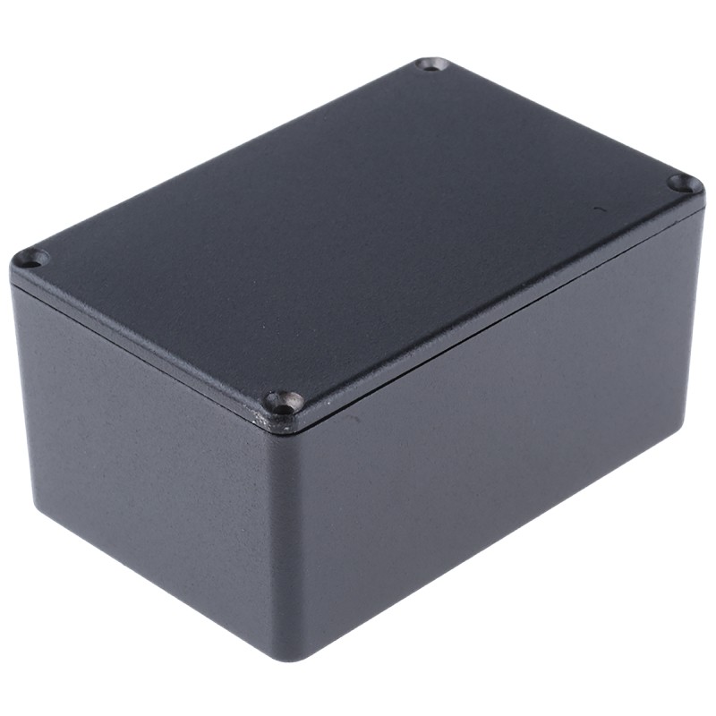1 pcs - Hammond 1590 Series Black Die Cast Aluminium Enclosure, IP54, Black Lid, 120 x 80 x 59mm