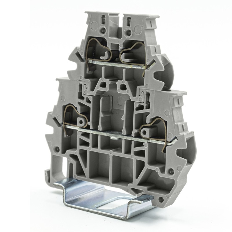 1 Bag of 10 - RS PRO Grey Feed Through Terminal Block, 4mm², 1-Level, Spring Termination