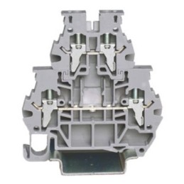 1 Bag of 10 - RS PRO Grey Feed Through Terminal Block, 4mm², 2-Level, Clamp Termination