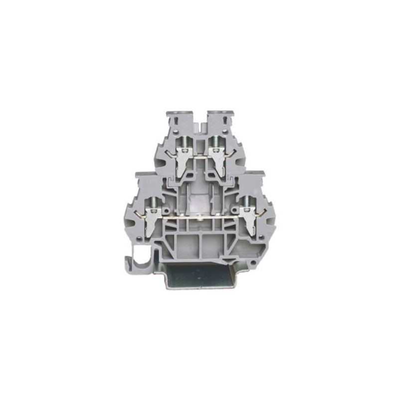 1 Bag of 10 - RS PRO Grey Feed Through Terminal Block, 4mm², 2-Level, Clamp Termination