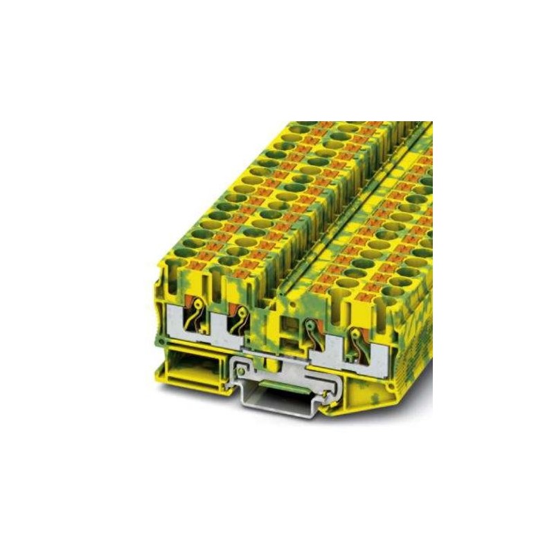 50 pcs - Phoenix Contact PT 6 Series Green, Yellow Component Terminal Block, 10mm², Push In Termination, ATEX, IECEx