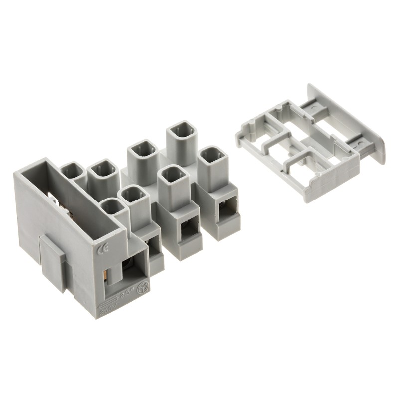 1 Bag of 10 - CAMDENBOSS Fused Terminal Block, 4-Way, 20A, 4 mm² Wire, Screw Down Termination
