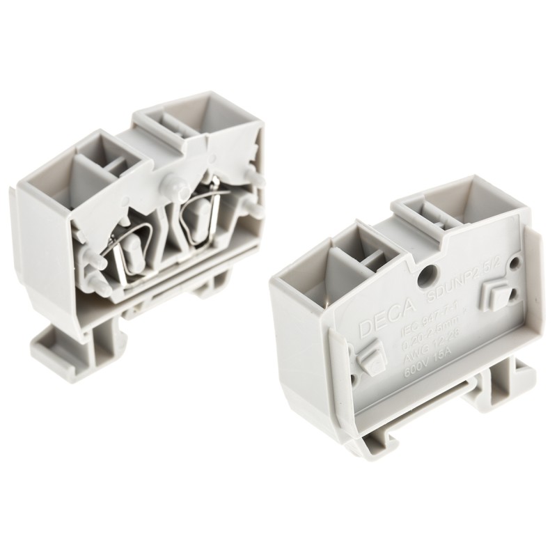 50 pcs - RS PRO Grey DIN Rail Terminal Block, 2.5mm², Spring Clamp Termination