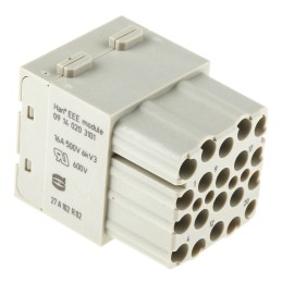 1 pcs - HARTING Heavy Duty Power Connector Module, 16A, Female, Han-Modular Series, 20 Contacts