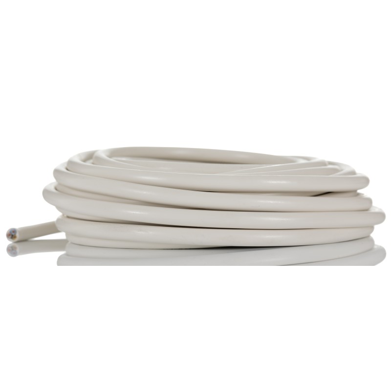 1 Bag of 10 M - RS PRO 3 Core Power Cable, 0.75 mm², 10m, White PVC Sheath, Mains, 6 A, 300/500 V