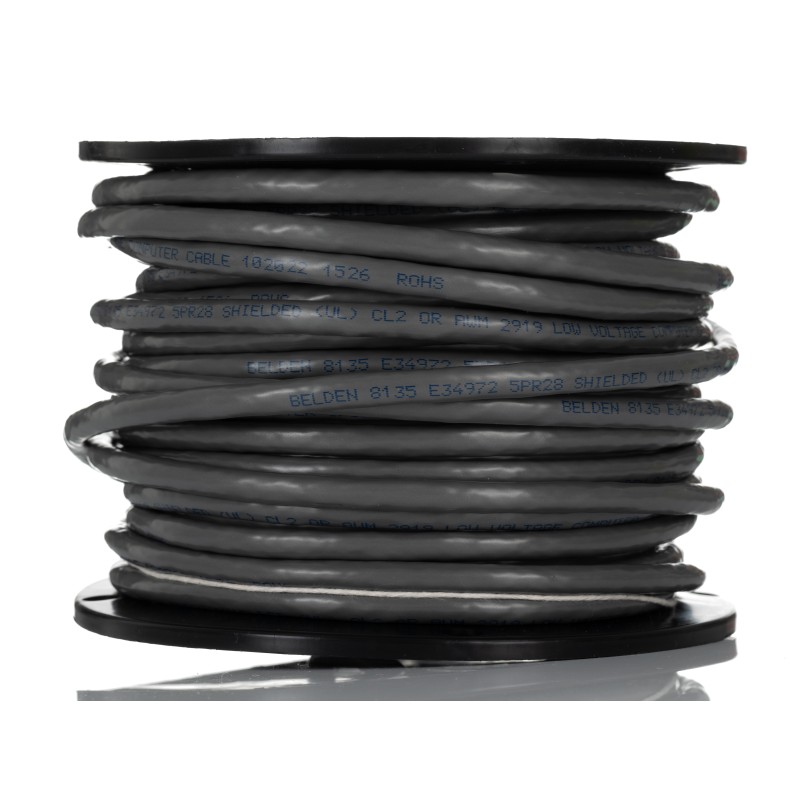 1 Reel of 30 M - Belden Twisted Pair Data Cable, 5 Pairs, 0.07 mm², 10 Cores, 28 AWG, Screened, 30m, Chrome Sheath