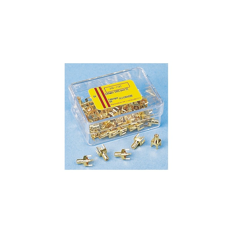 50 pcs - Telegartner, Plug Through Hole SMB Connector, 50Ω, Right Angle Body