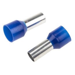 1 Bag of 100 - RS PRO Insulated Crimp Bootlace Ferrule, 12mm Pin Length, 5.8mm Pin Diameter, 16mm² Wire Size, Blue