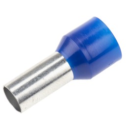 1 Bag of 100 - RS PRO Insulated Crimp Bootlace Ferrule, 12mm Pin Length, 5.8mm Pin Diameter, 16mm² Wire Size, Blue