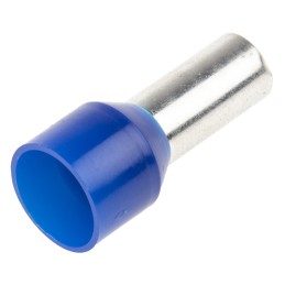 1 Bag of 100 - RS PRO Insulated Crimp Bootlace Ferrule, 12mm Pin Length, 5.8mm Pin Diameter, 16mm² Wire Size, Blue