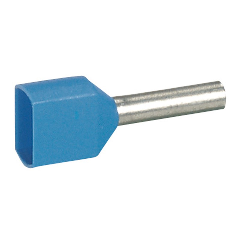 1 Bag of 100 - Legrand, Starfix Insulated Crimp Bootlace Ferrule, 8mm Pin Length, 2.1mm Pin Diameter, 0.75mm² Wire Size, Blue